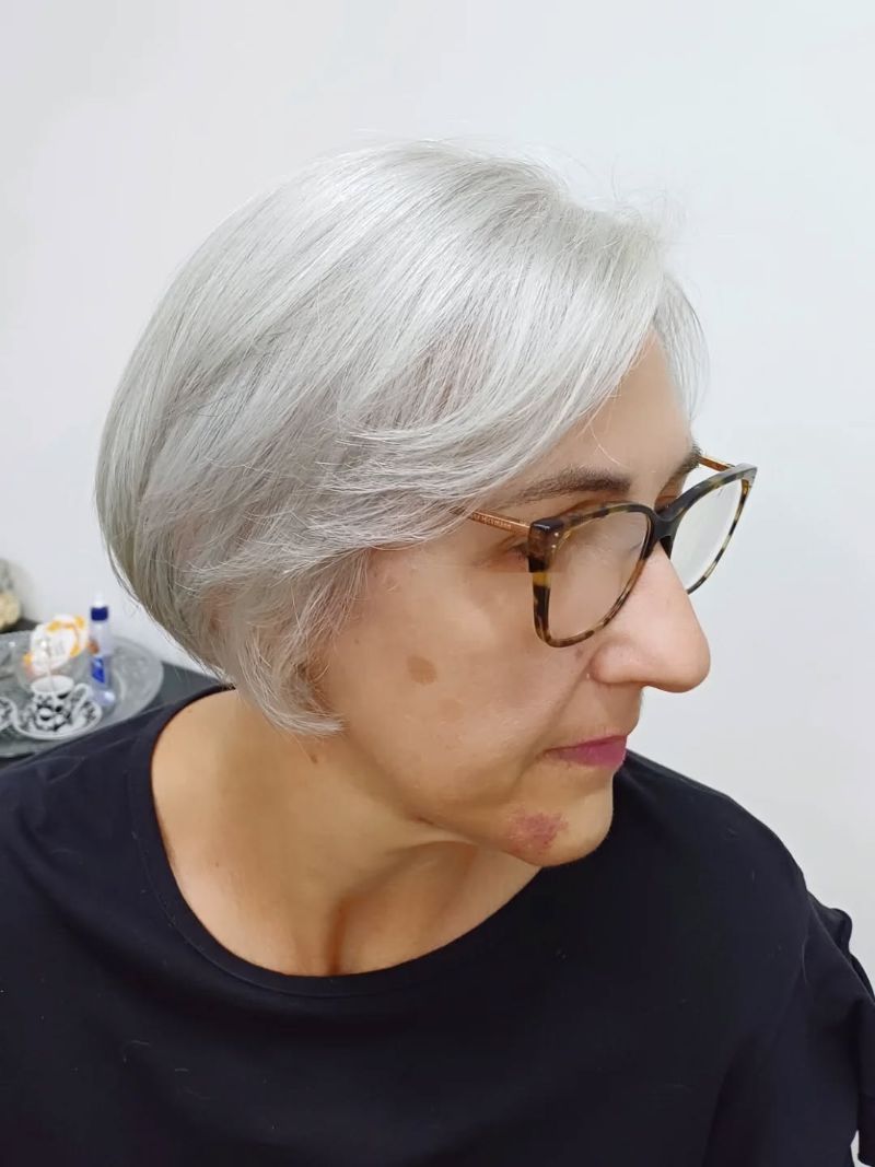 52. Textured Silver Bob with Subtle Layers