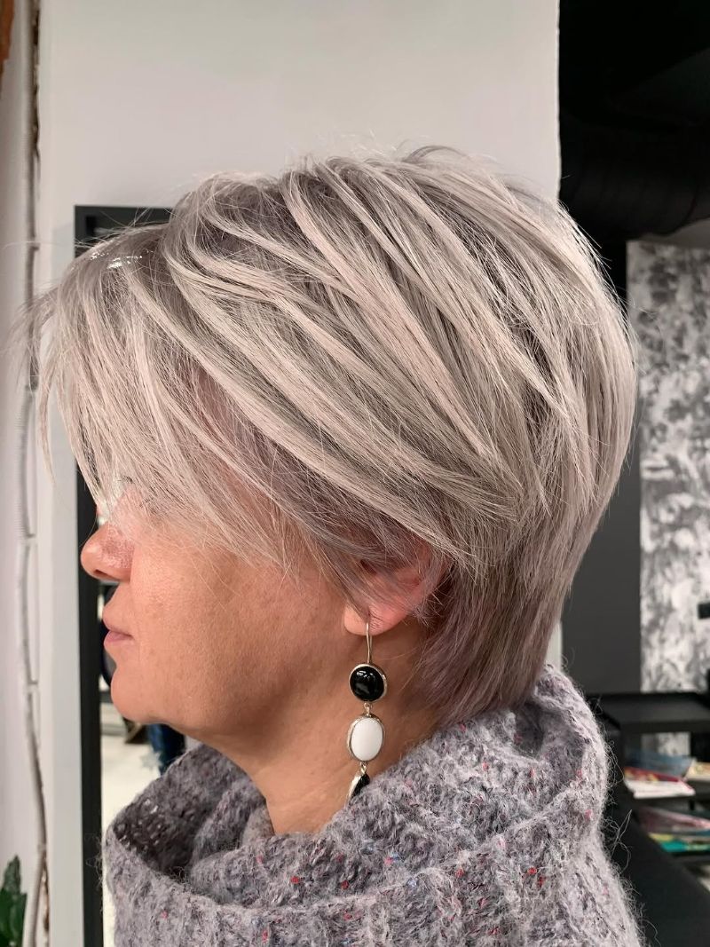 35. Textured Silver Pixie Cut
