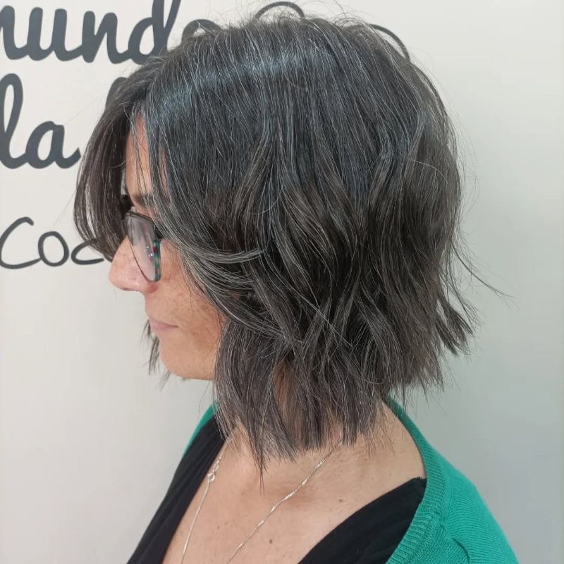 16. Textured Wavy Medium Bob