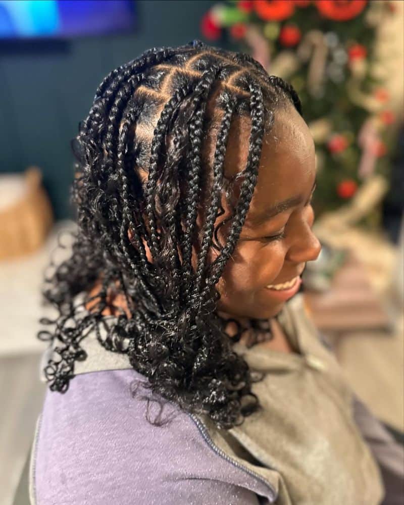 22. Twisted Braided Bob with Defined Curls