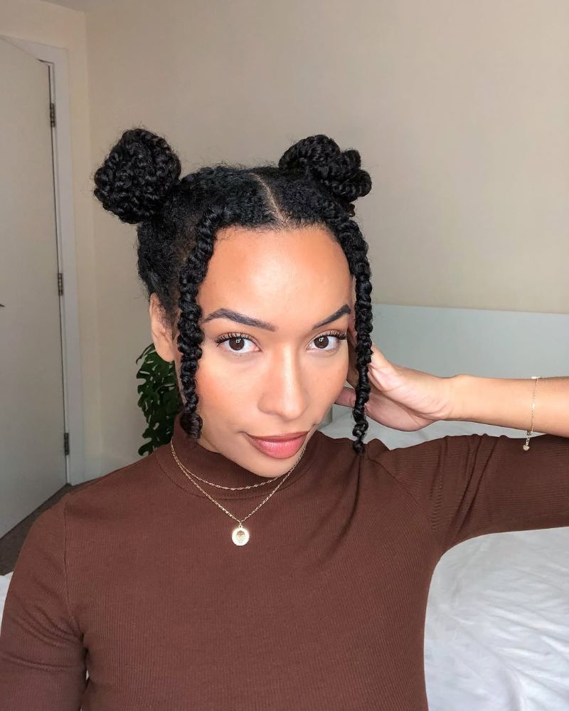 53. Two Textured Buns with Defined Curls