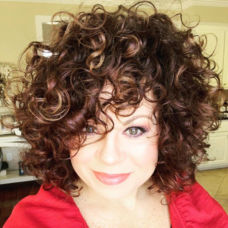 40. Voluminous Curly Bob with Shadow Roots