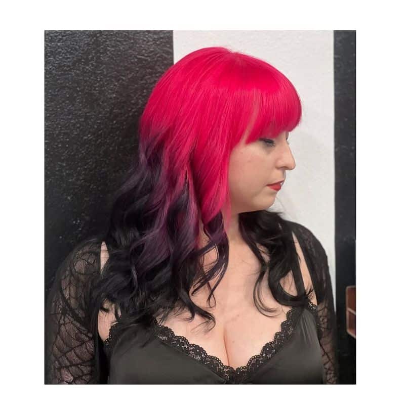45. Electric Pink and Black Ombre with Bangs