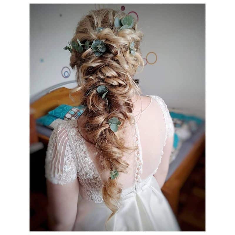 26. Eucalyptus Accented Half-Up Braid
