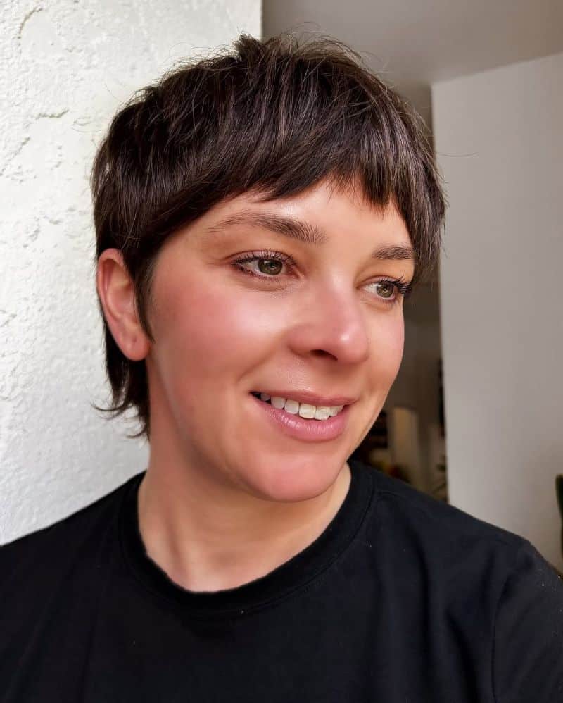 46. Modern Pixie with Textured Bangs