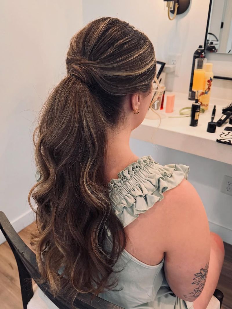 23. Textured Low Half-Up Ponytail
