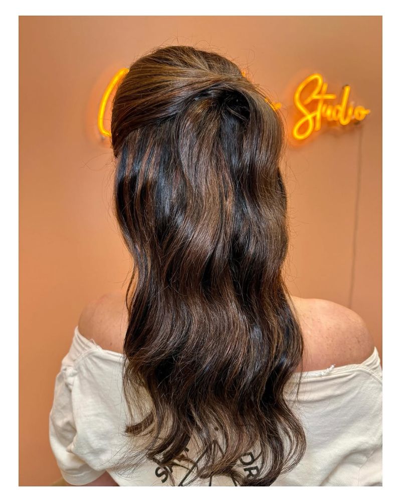 29. Textured Low Ponytail with Side Sweep