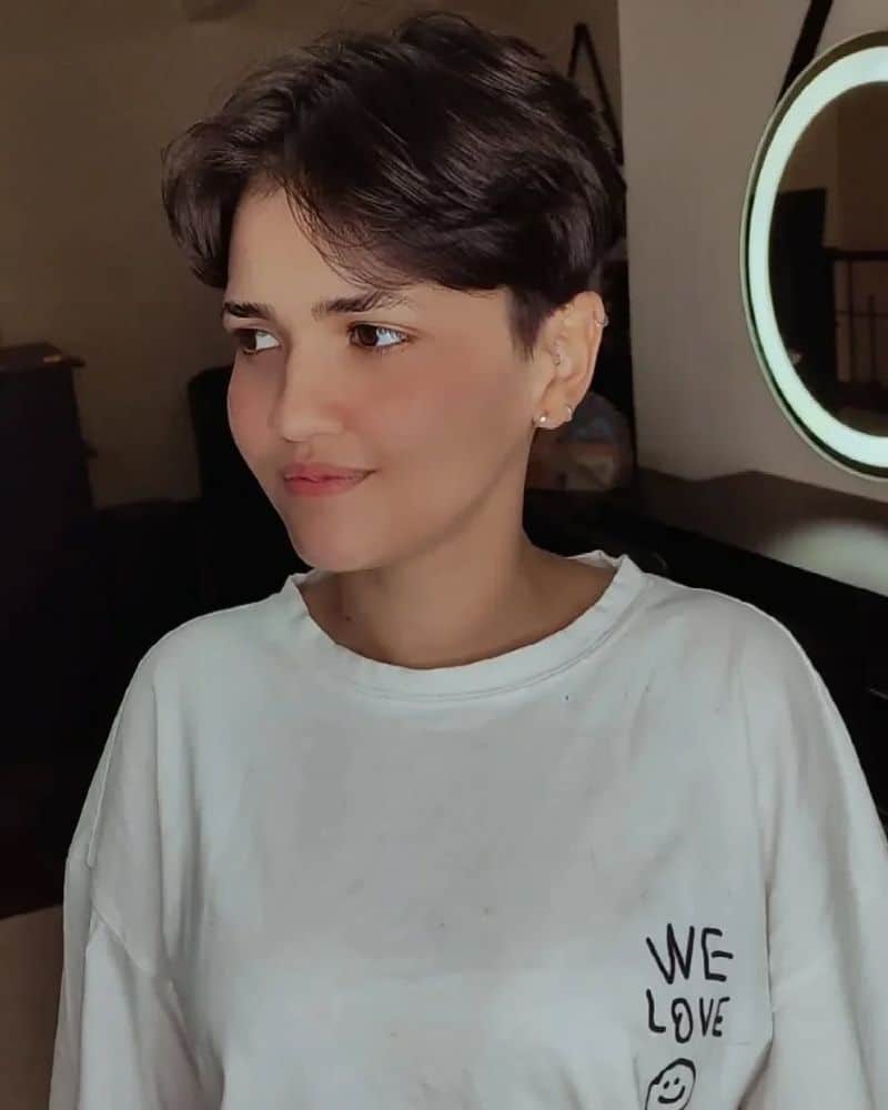 11. Textured Pixie with Soft Bangs
