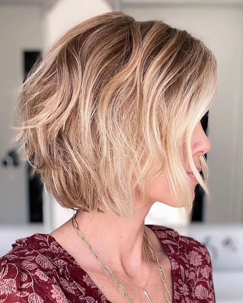 36. Textured Short Bob with Subtle Highlights