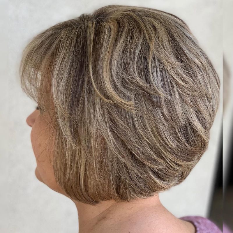 44. Textured Short Layered Bob with Subtle Highlights