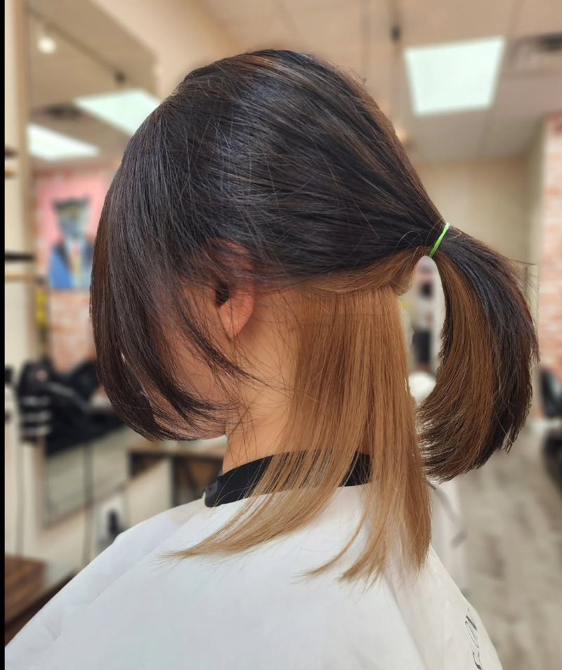 12. Two-Tone Ponytail with Highlighted Ends