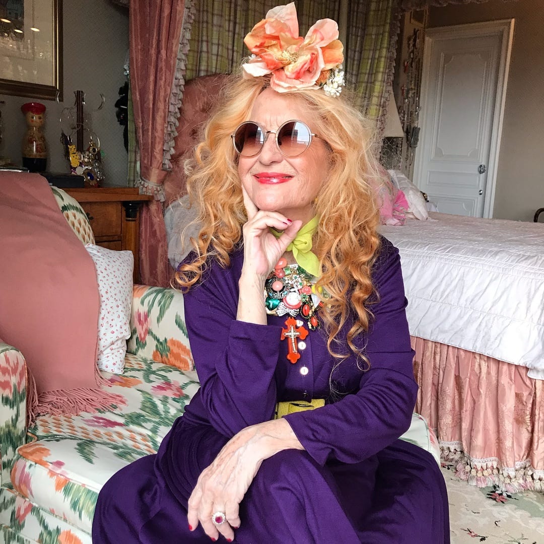 2. Apricot Gold Curls with a Floral Crown