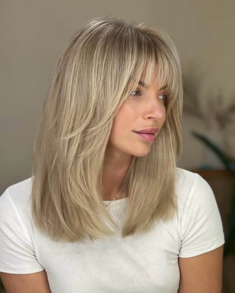33. Ash Blonde Wolf Cut with Heavy Fringe