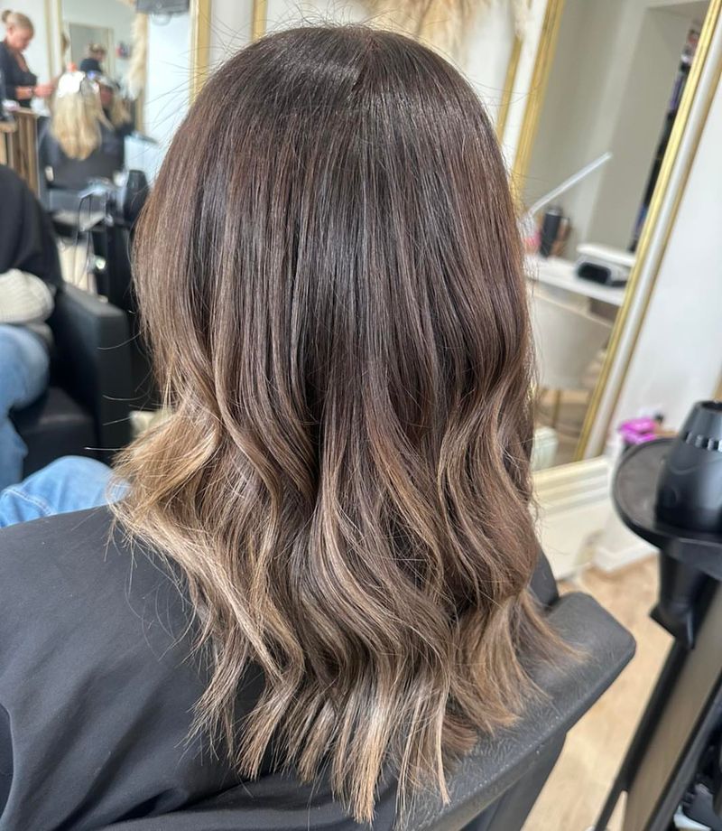 9. Ash Brown Ombre with Soft Waves