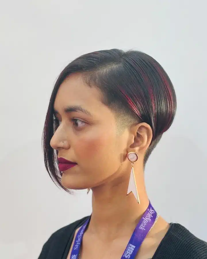19. Asymmetrical Undercut Bob with Deep Side Part