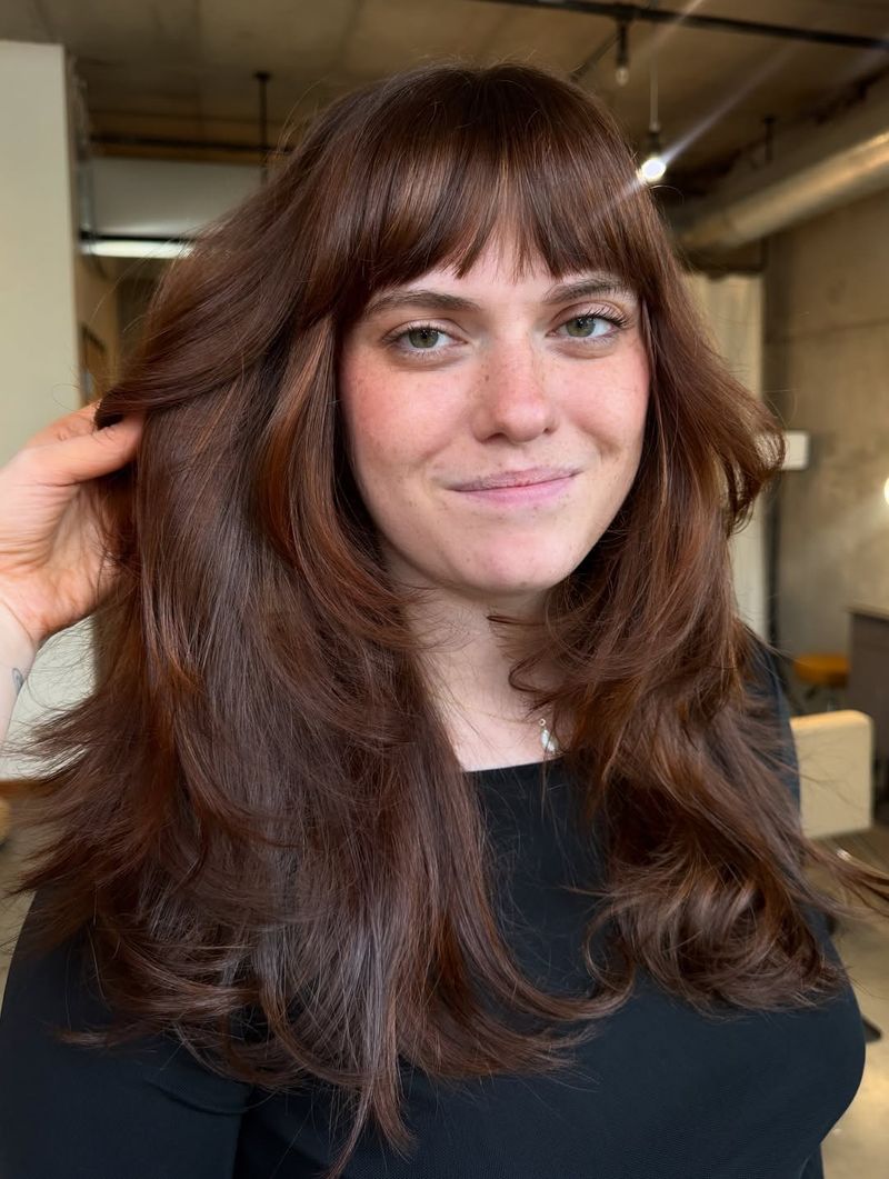 58. Auburn Wolf Cut with Wispy Bangs