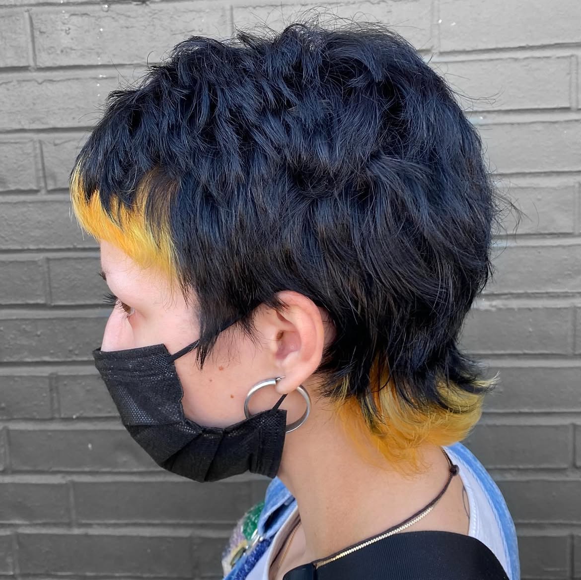 17. Black and Yellow Peekaboo Color Mullet