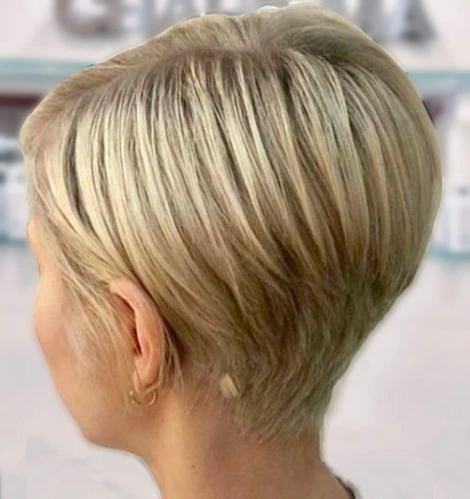 8. Blonde Stacked Pixie with Volume