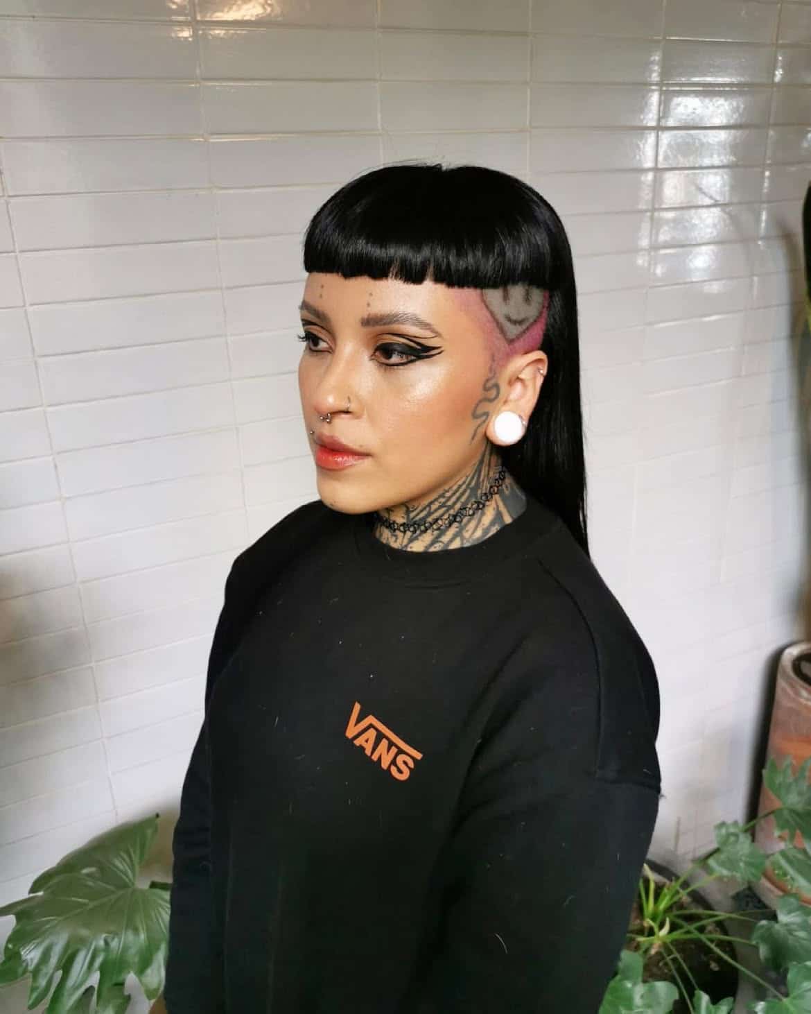 12. Blunt Micro Bangs Undercut Mullet
