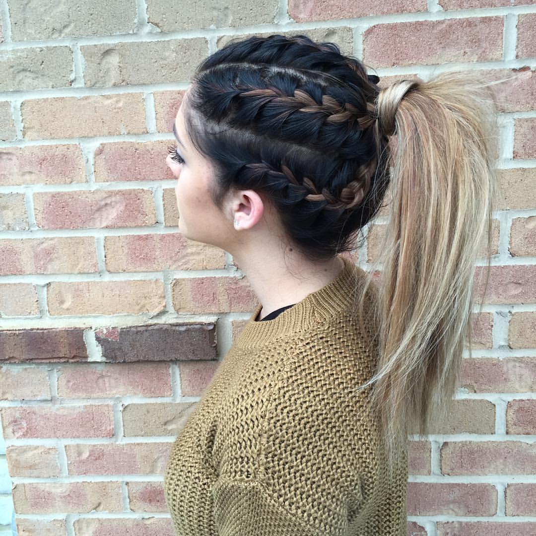 13. Braided Crown High Ponytail