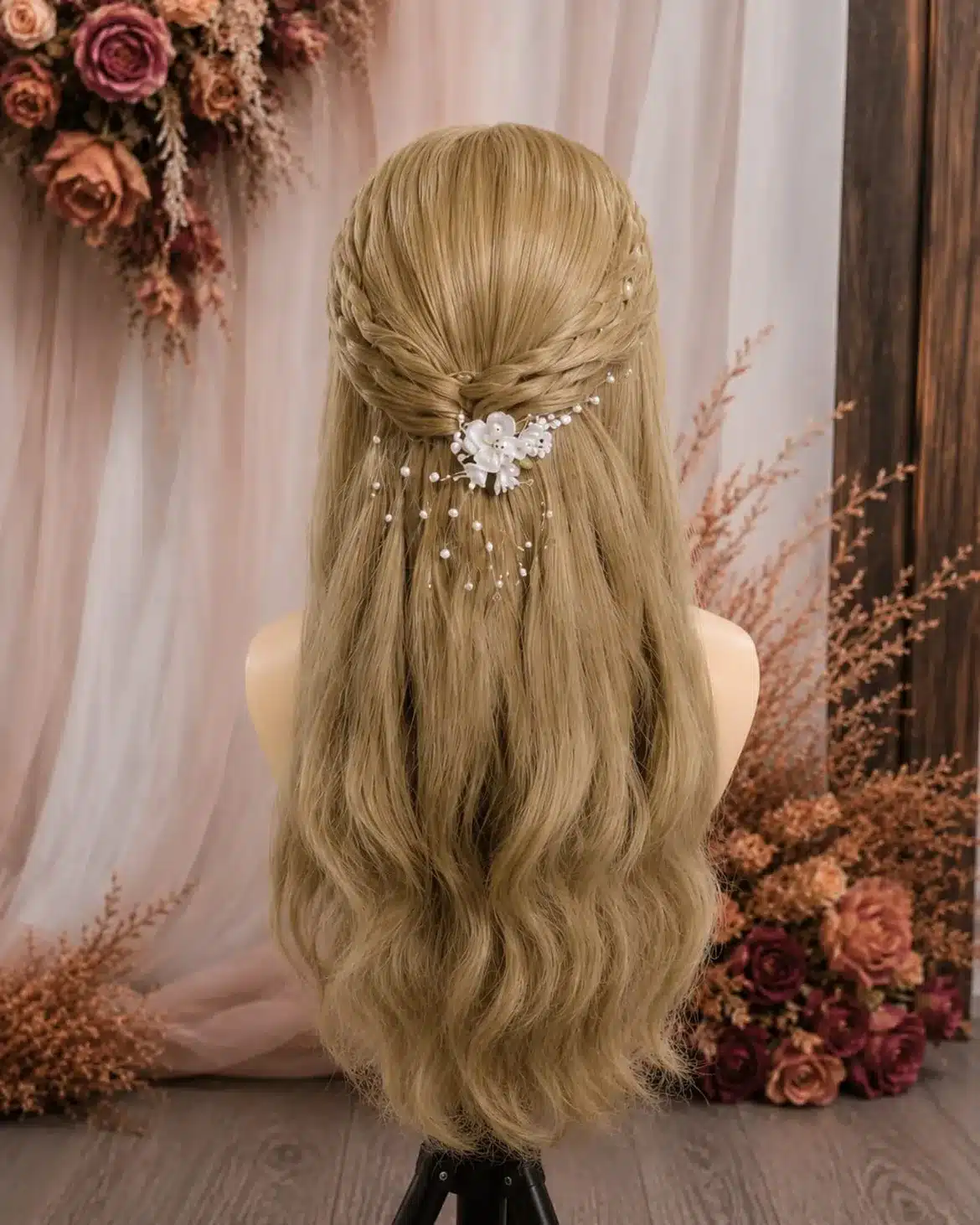 12. Braided Half-Up with Floral Clip