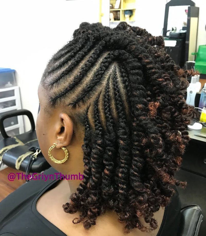 29. Braided Mohawk with Curly Twists