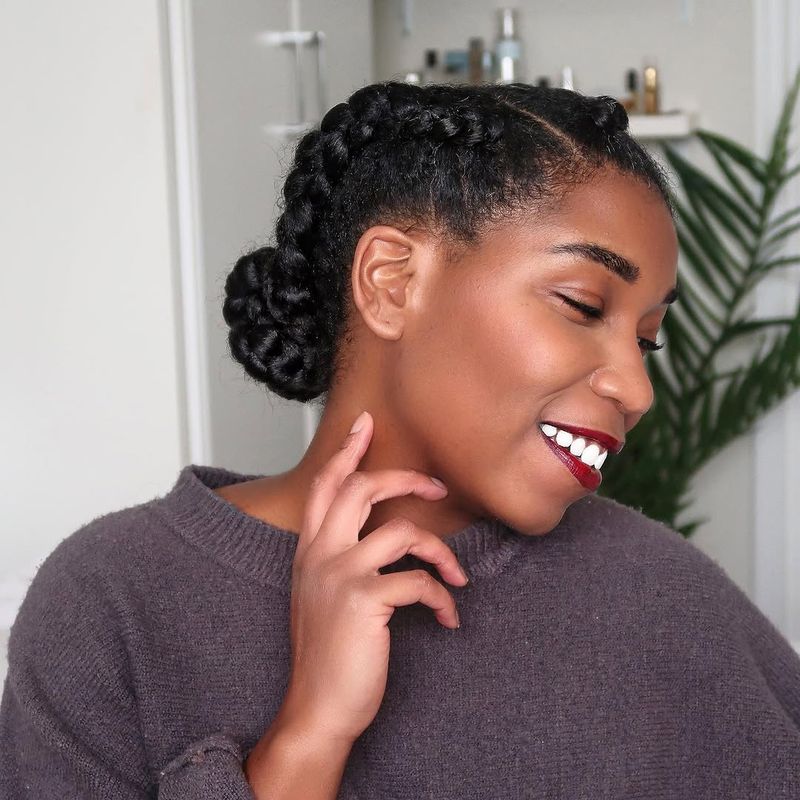 4. Braided Updo with Rolled Bun