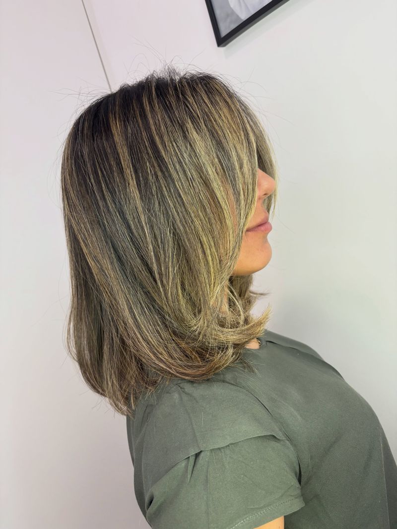 57. Bronde Lob with Sweeping Face-Framing Layers