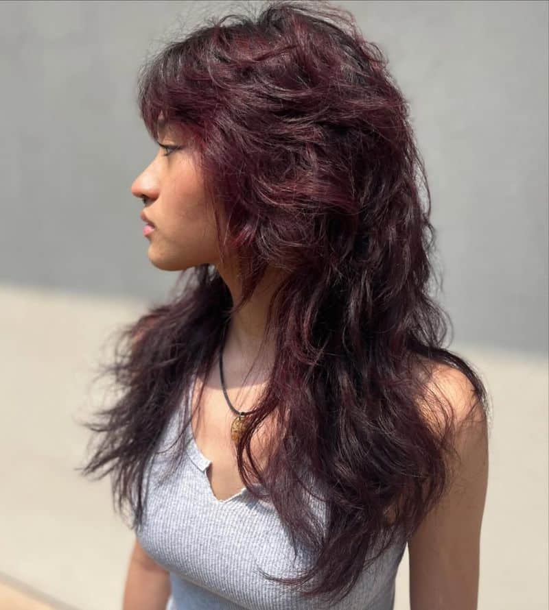 59. Burgundy Layers with Tousled Fringe
