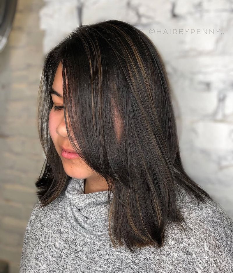 44. Caramel-Kissed Lob with Deep Espresso Base