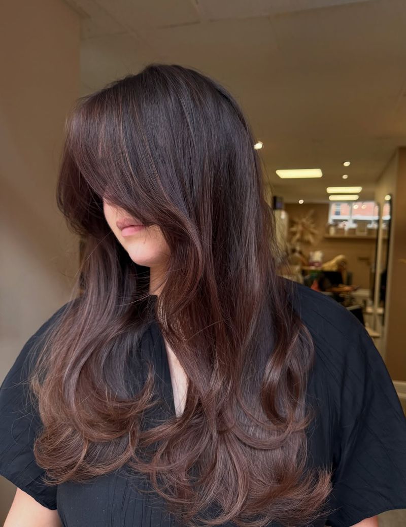 44. Chestnut Layers with Full Side-Swept Bangs