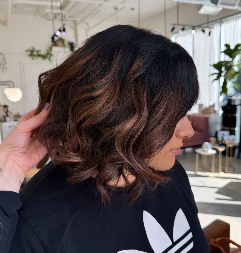 36. Chestnut Waves with Caramel Highlights