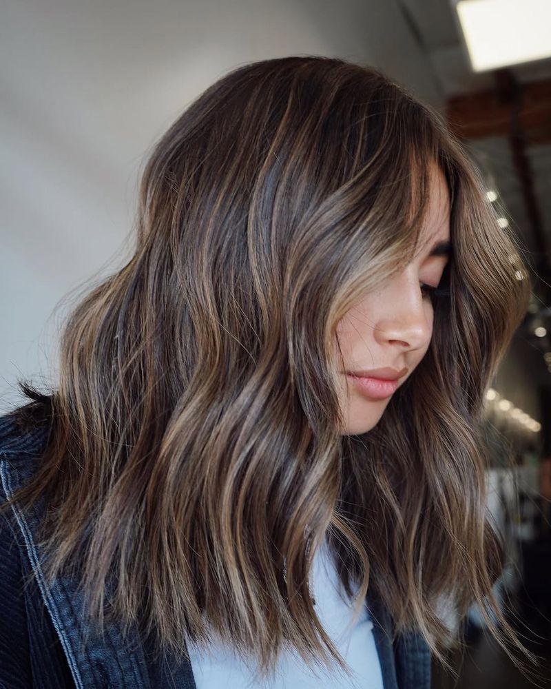 22. Chestnut and Honey Balayage Waves