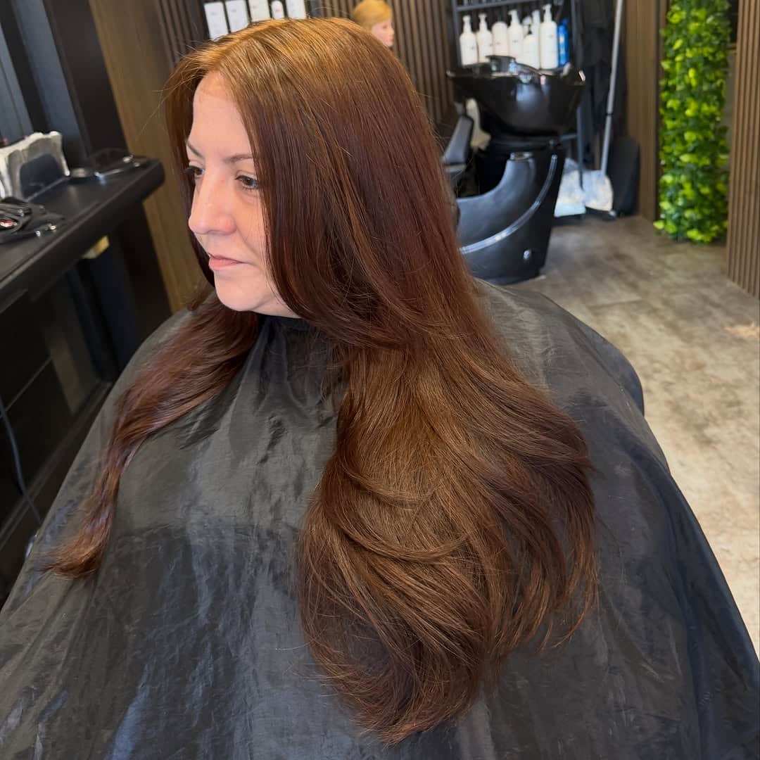 34. Cinnamon Spice Long Layered Cut