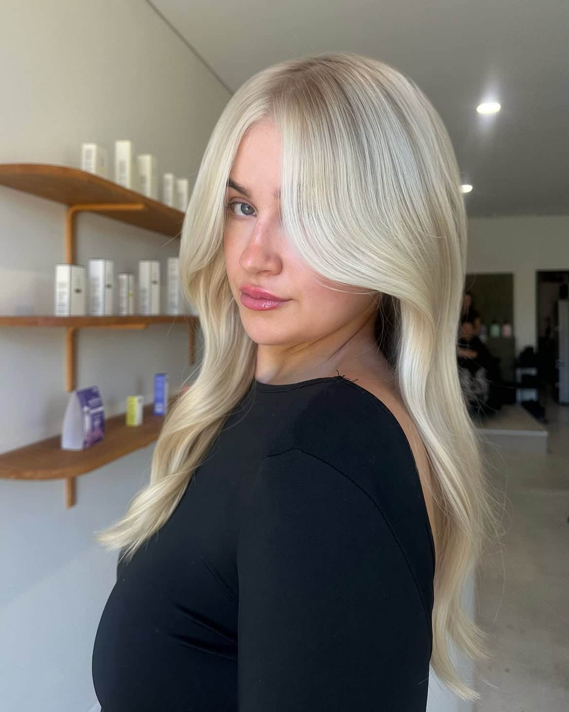 24. Creamy Blonde Curtain Layers