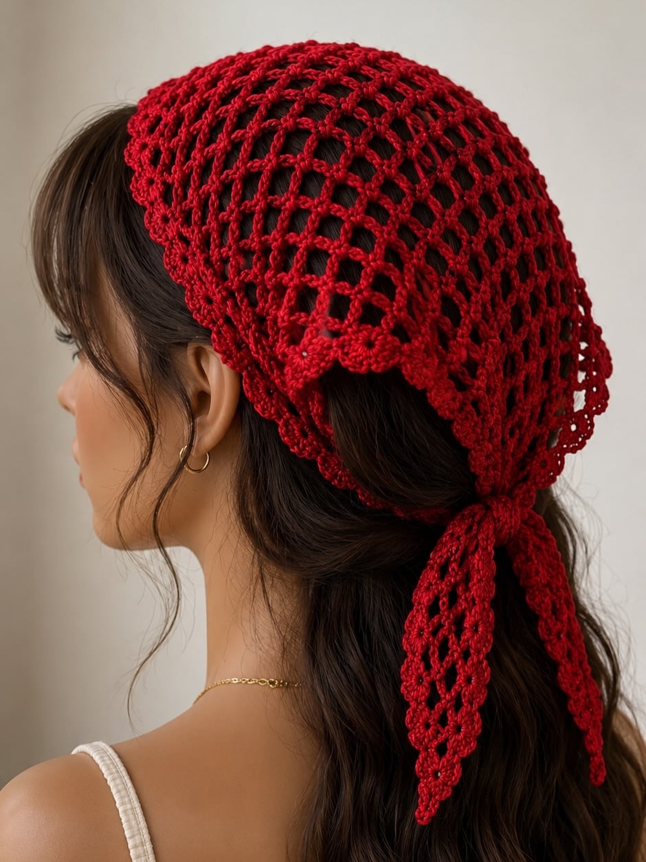 10. Crochet Bandana with Loose Waves