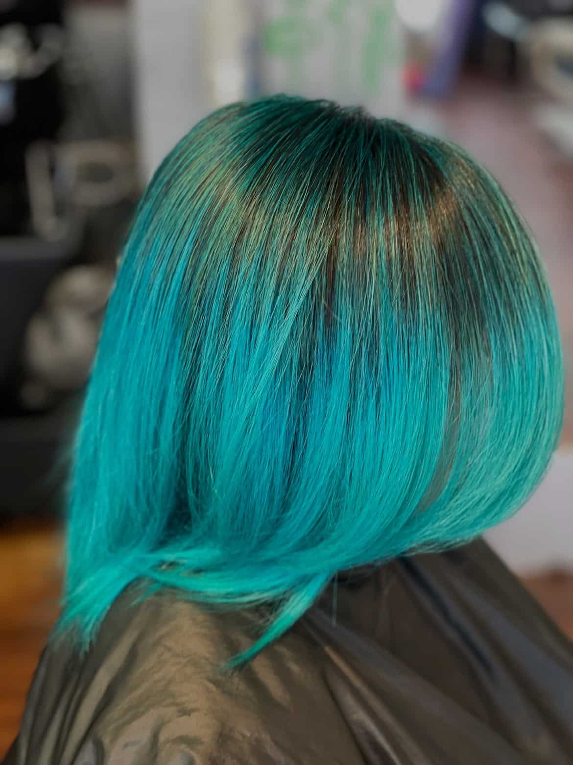 34. Dark Root Melt into Bright Seafoam