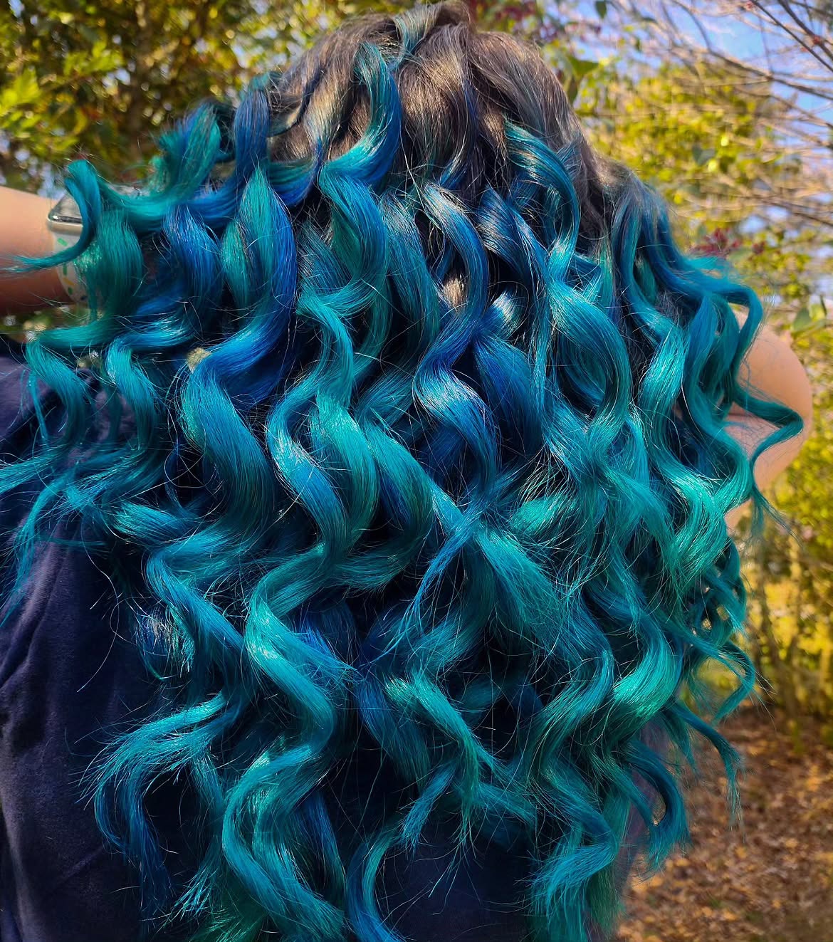35. Dark Roots to Teal Curls