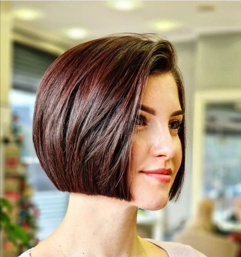 8. Deep Auburn Rounded Bob