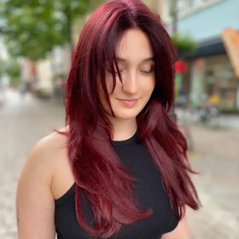 52. Deep Burgundy Wolf Cut