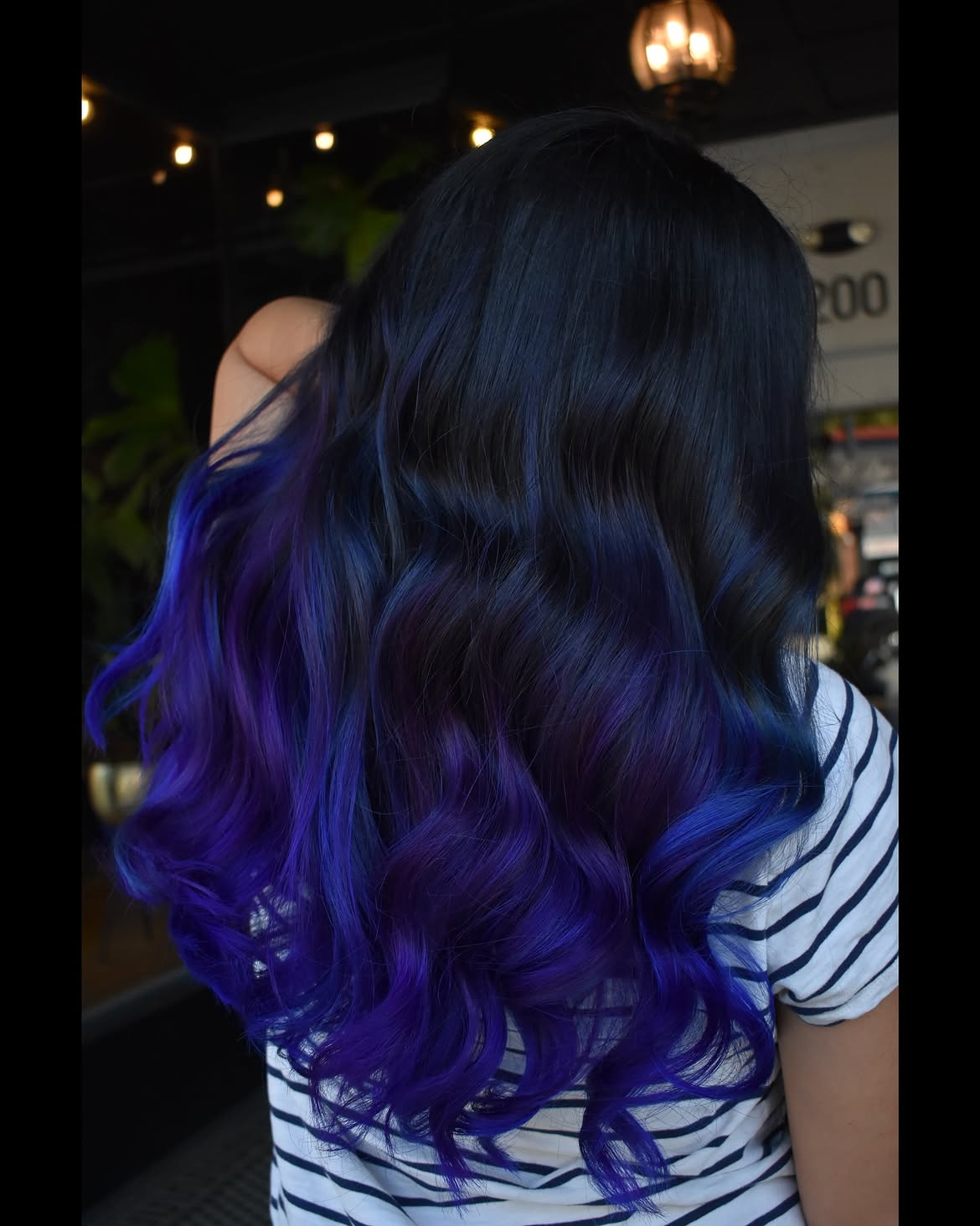 3. Deep Indigo Waves with Bold Purple Tips