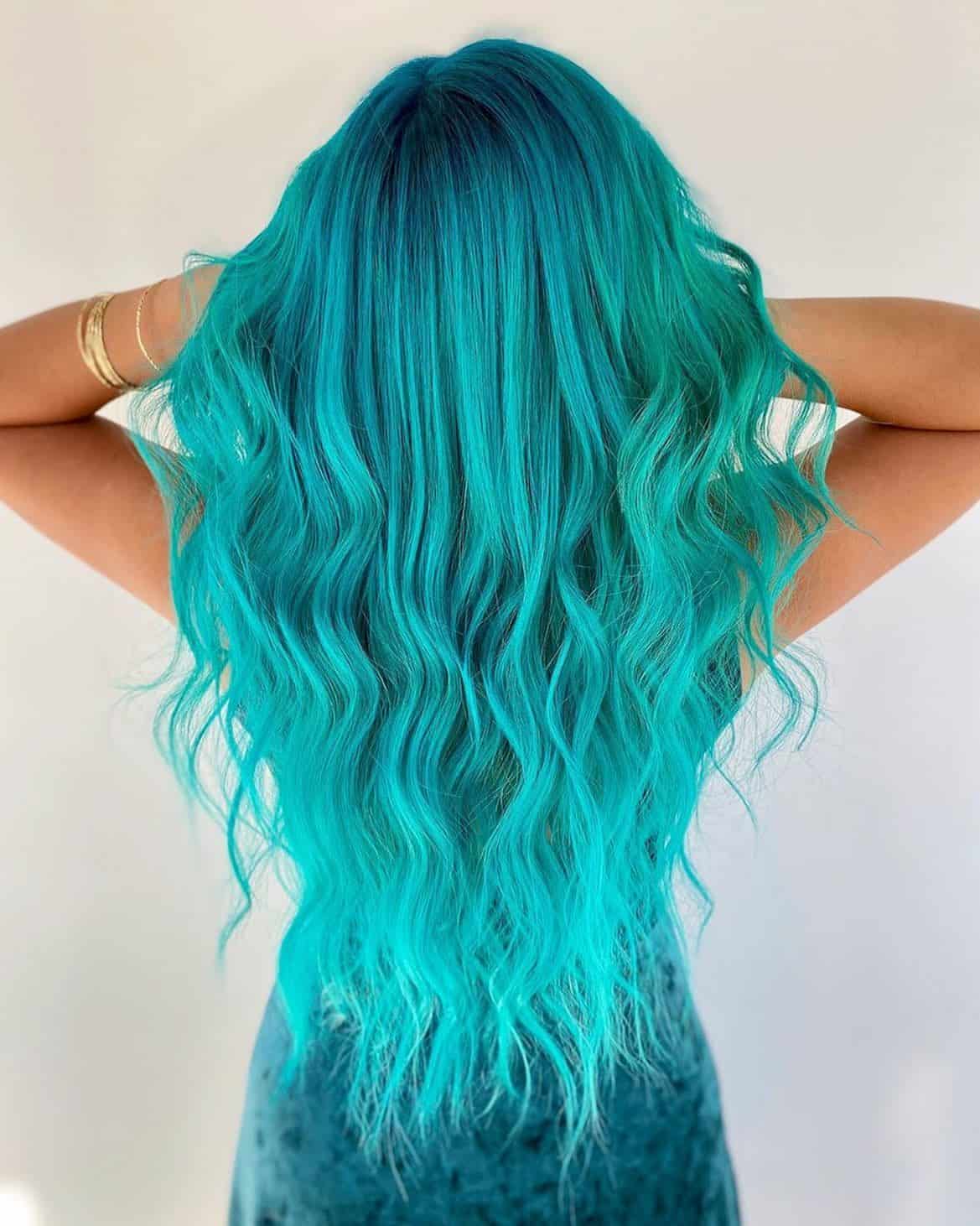 30. Deep Teal Roots with Aqua Mermaid Waves