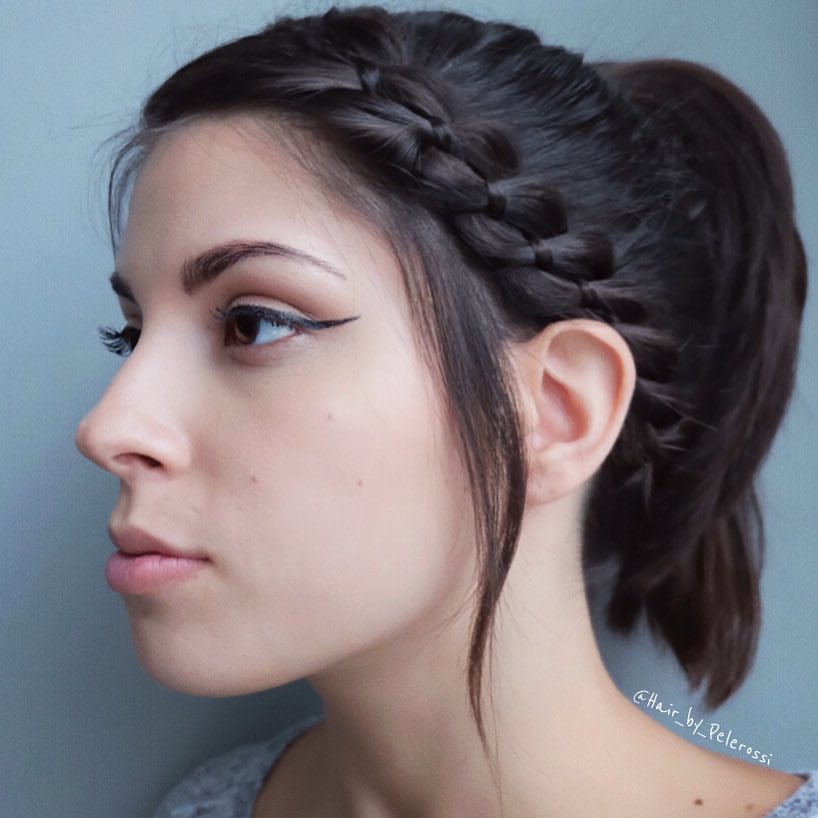 5. Double Braided Crown Ponytail
