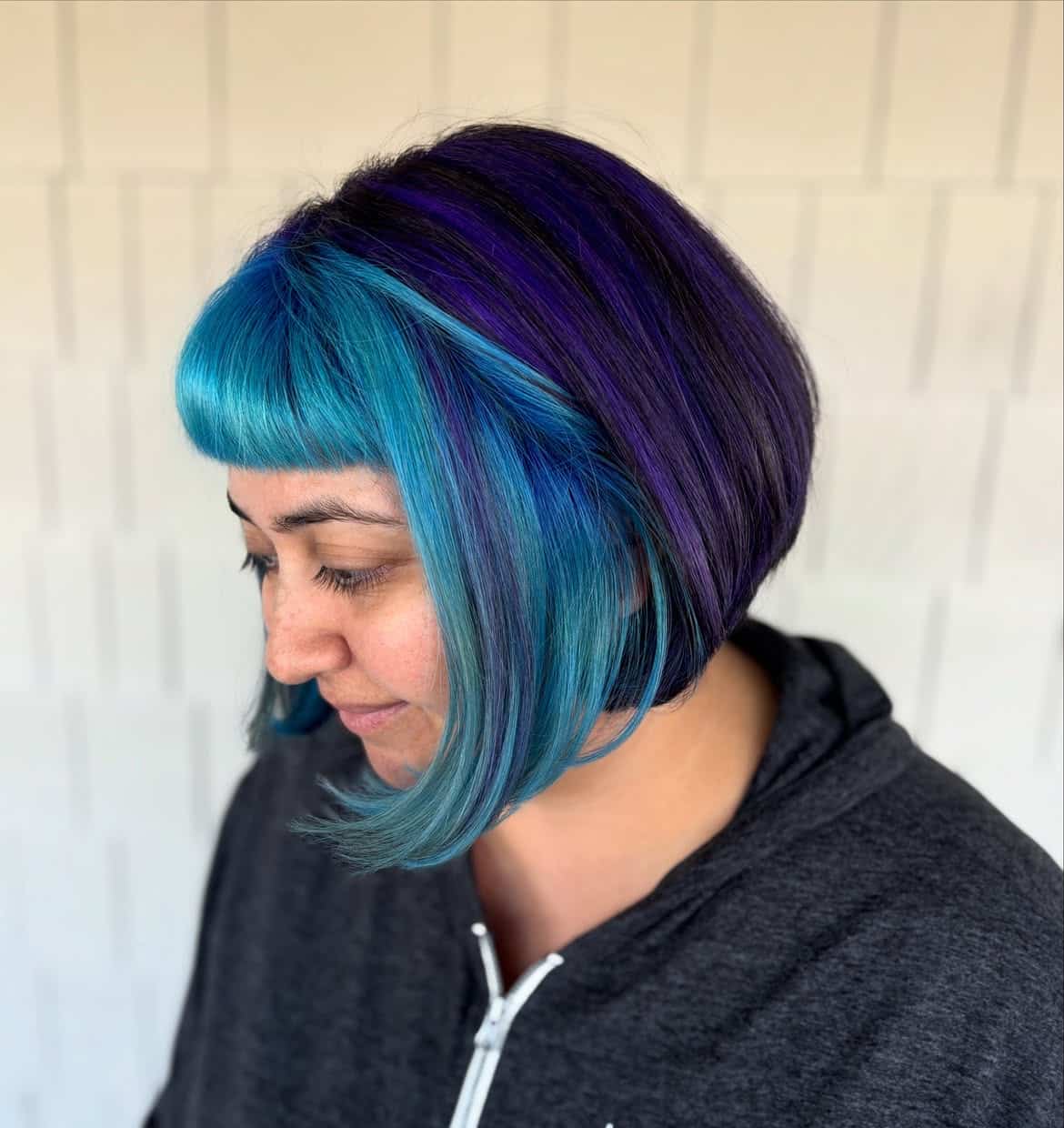 14. Electric Teal Bob with Purple Panels