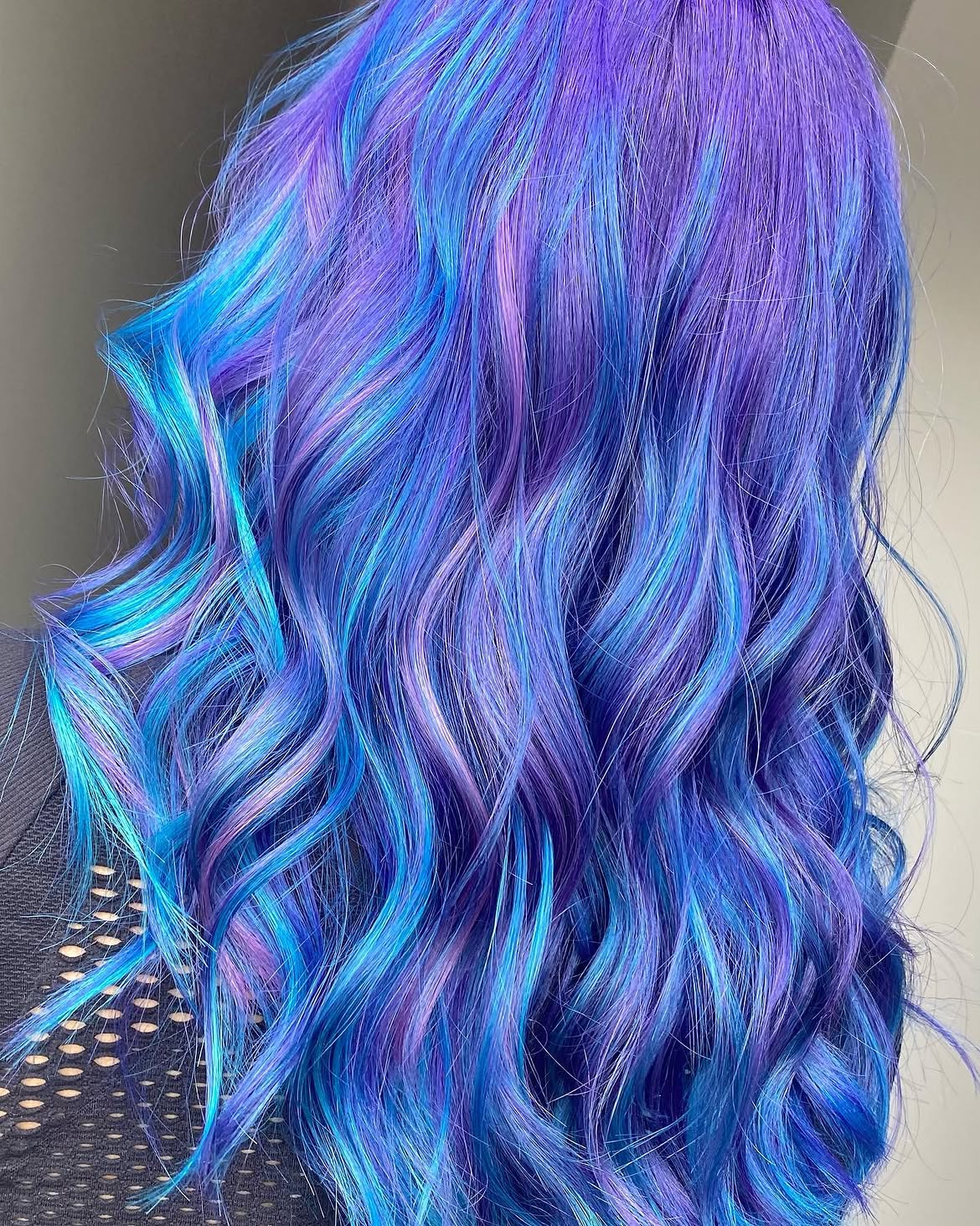 2. Electric Violet with Neon Blue Ribbons