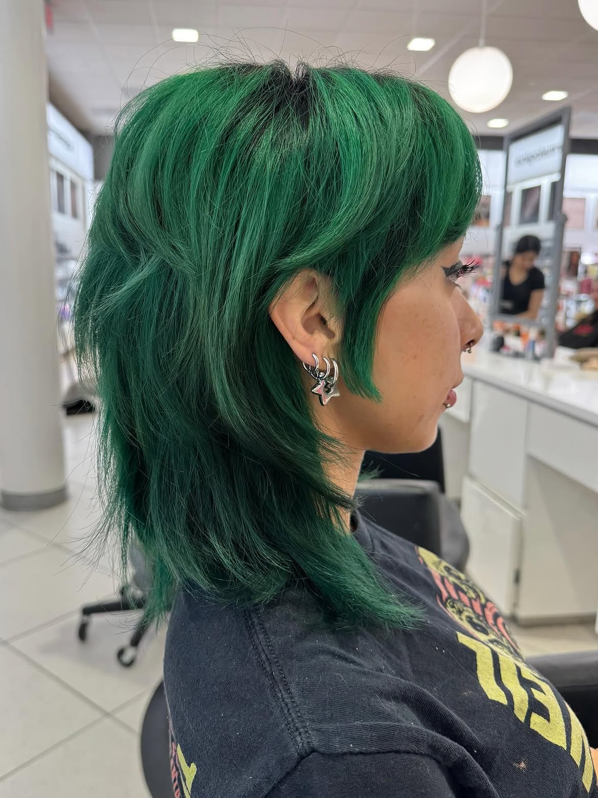 32. Emerald Shag Mullet with Wispy Face-Framing Layers