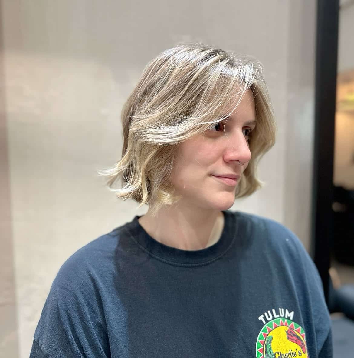 52. Fluffy Layered Blonde Lob