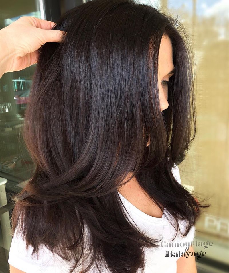 60. Glossy Chocolate Layers with Soft Face-Framing