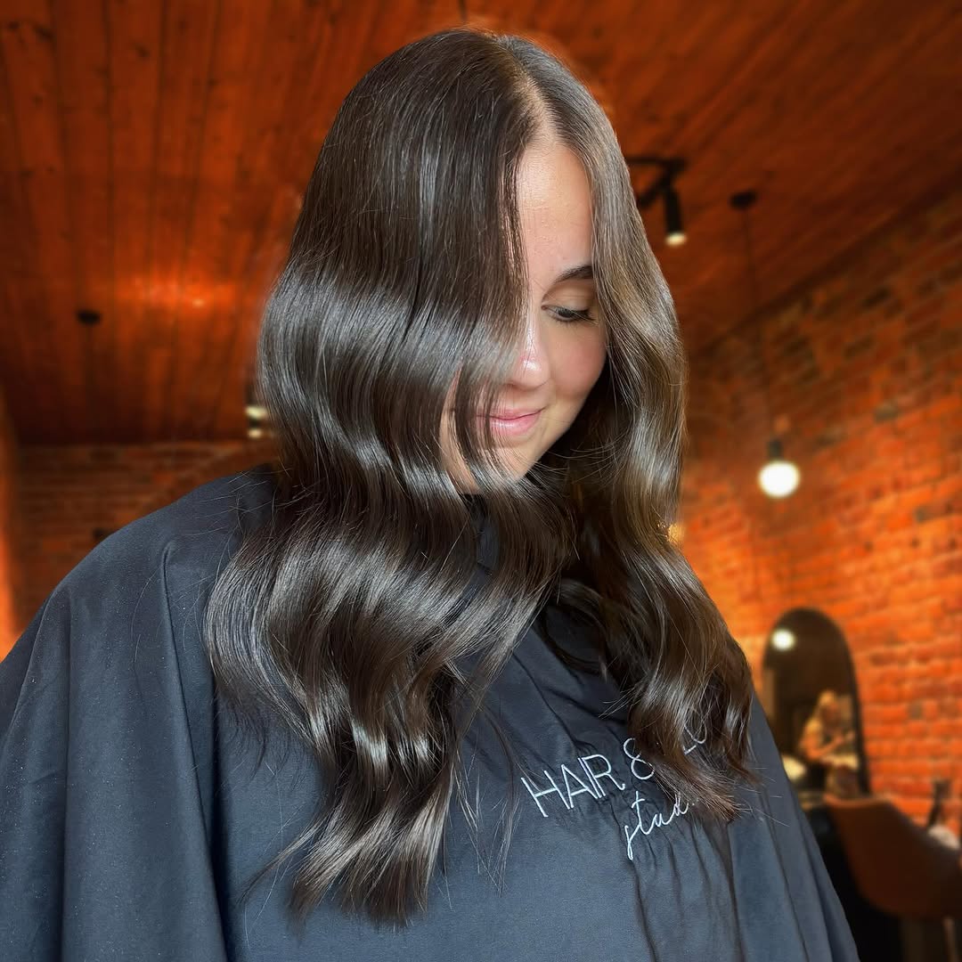 35. Glossy Espresso Waves with Soft Center Part