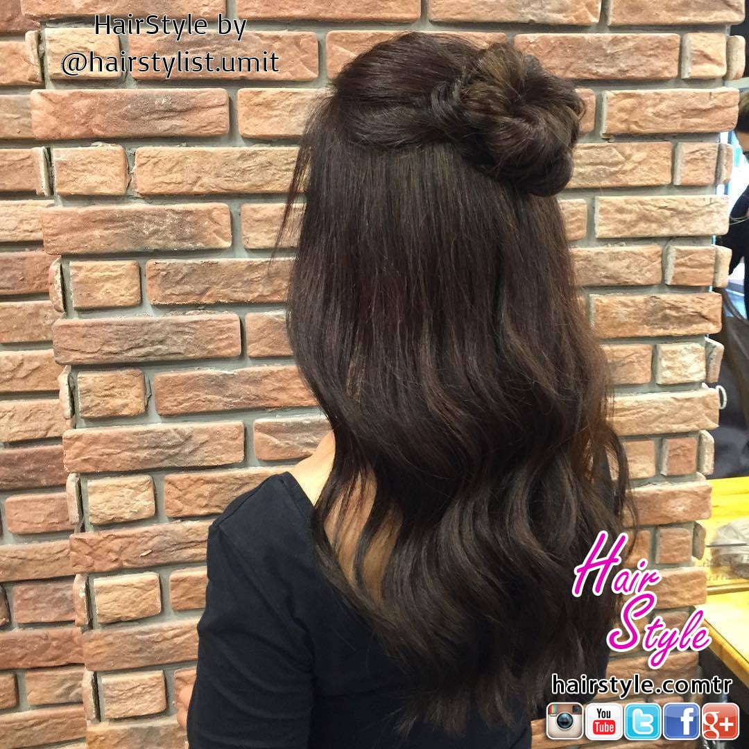 16. Half-Up Top Knot with Loose Waves